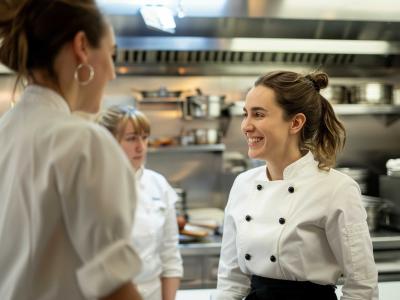 Female chefs in restaurant kitchen