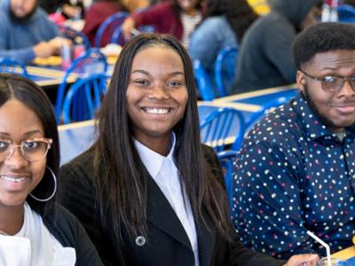 College students eating at cafeteria