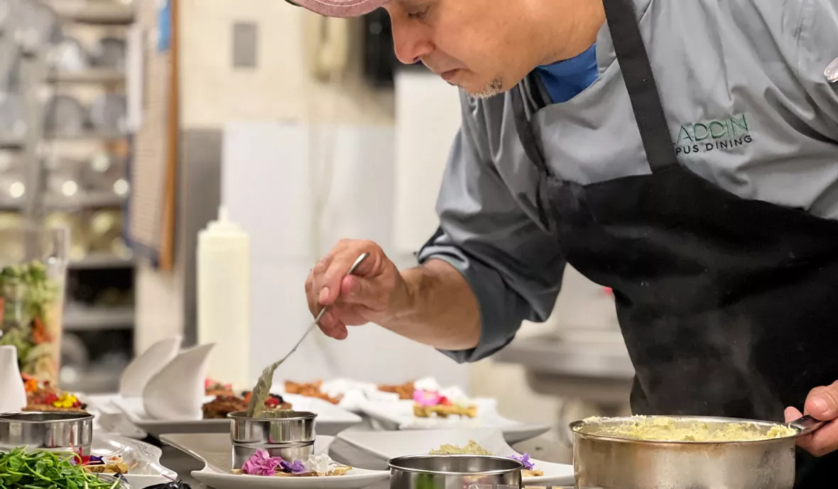 Chef Hector Ruiz plating